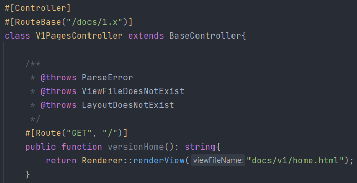 Screenshot of attribute routing in Nox PHP